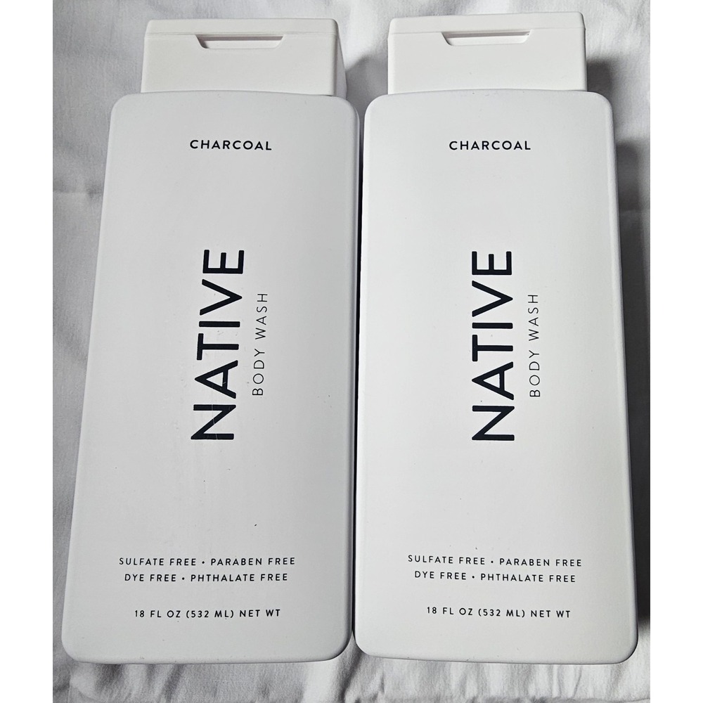 Lot Of 2 Native Body Wash Charcoal 18oz Free Of Sulfate, Paraben, Dye, Phthalate